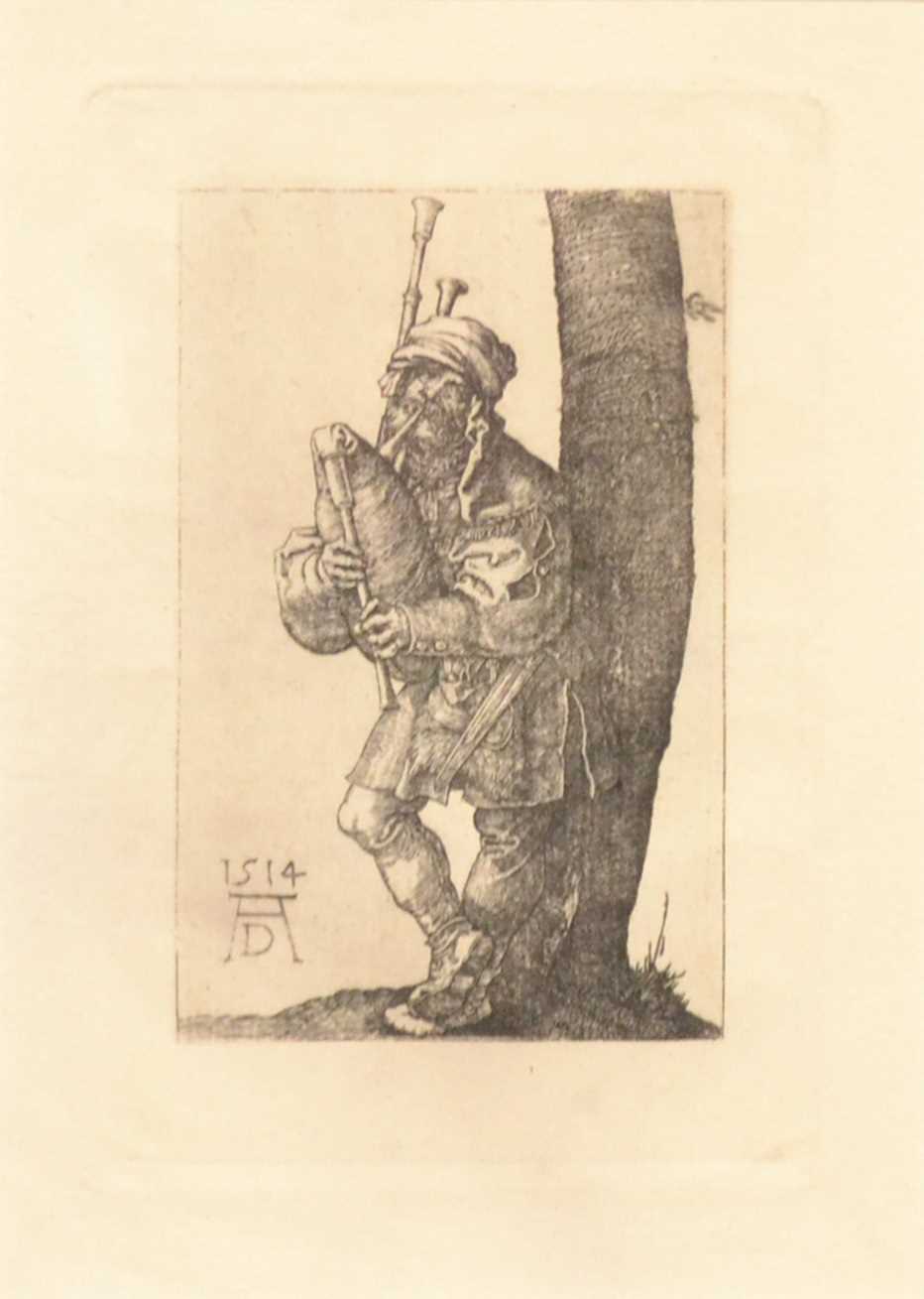 Lot 278 - After Albrecht Dürer, Virgin on the Crescent with Sceptre and Starry Crown; and The Bagpiper