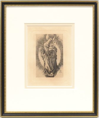 Lot 278 - After Albrecht Dürer, Virgin on the Crescent with Sceptre and Starry Crown; and The Bagpiper