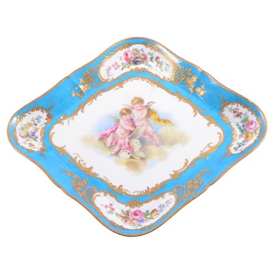 Lot 9 - Sevres style lozenge-shape dressing table tray