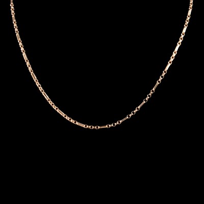 Lot 356 - A 9 carat yellow gold Figaro link necklace.