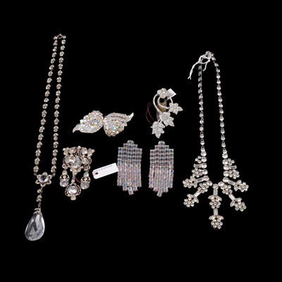 Lot 1205 - A collection of vintage clear paste set jewellery.