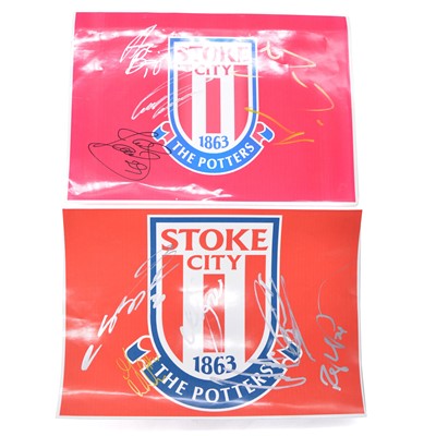 Lot 310 - Two signed Stoke City A4 club badges