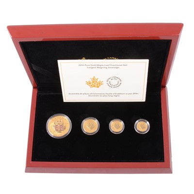 Lot 1166 - Four Gold Coins, Canadian Gold Maple Leaf fractional Set.