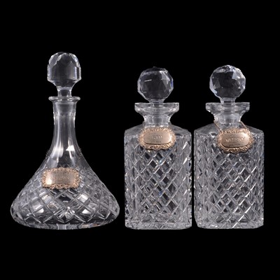 Lot 78 - Pair of cut glass decanters and a third decanter