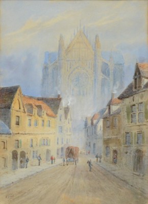 Lot 198 - Edward Nevil, Continental Gothic town scenes, a pair