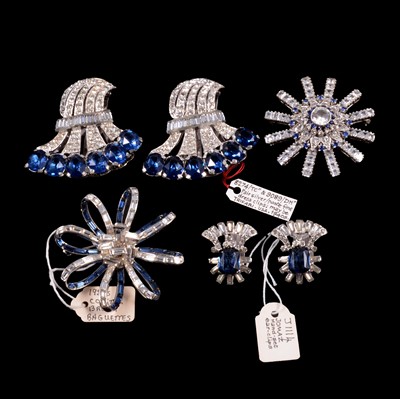 Lot 1195 - A collection of vintage paste and faux sapphire jewellery.