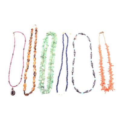 Lot 397 - A collection of gemstone bead necklaces.