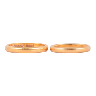 Lot 146 - Two 22 carat gold wedding rings.