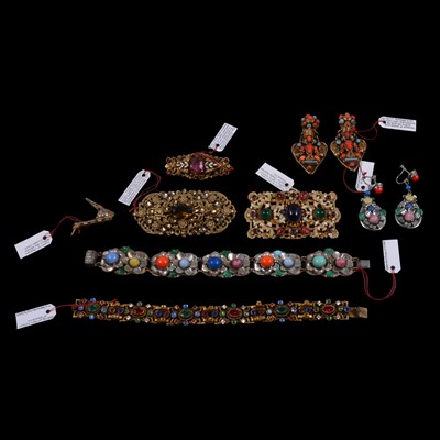 Lot 1212 - 1930's and later Czechoslovakian paste set jewellery, some in the style of Max Neiger of Gablonz.