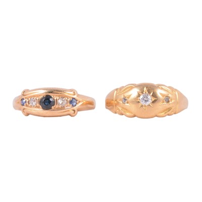 Lot 47 - Two 18 carat gold gemset rings.