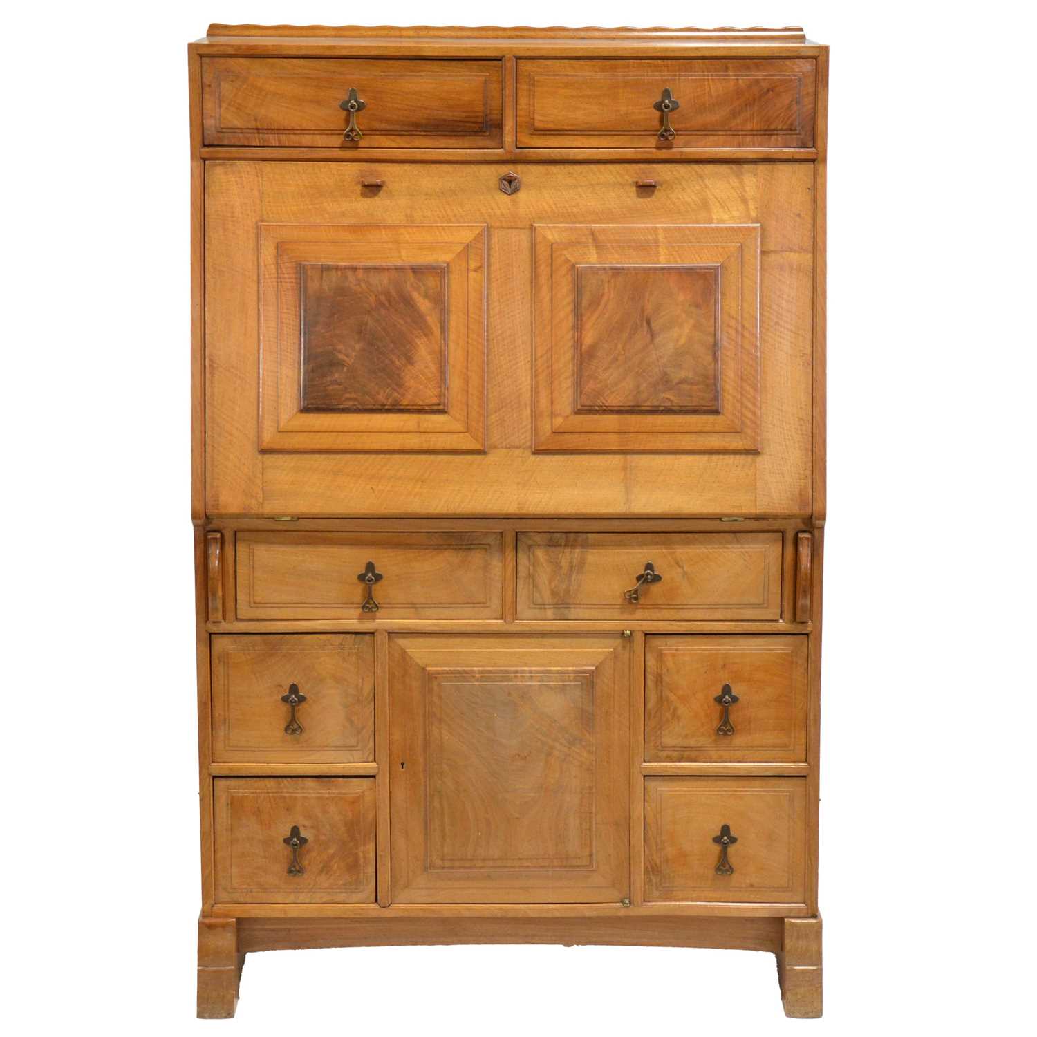 Lot 385 - Peter Waals, a walnut secretaire for Ruth Cole (nee Mitchell)