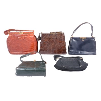 Lot 1254 - Five vintage handbags, 1920's- 1940's