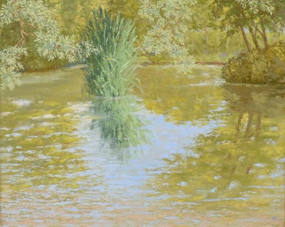 Lot 180 - V.J. Hamilton (20th century), Reflections in a Pond