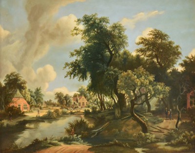 Lot 209 - V.J. Hamilton (20th century), Dutch style landscape