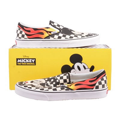 Lot 93 - Vans, MVTV4 Mickey, white/black, UK9, and Vans, Mickey & Minnie, slip on, UK10.5