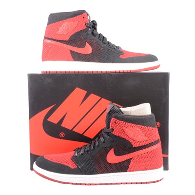 Lot 50 - Nike Air Jordan 1 Retro Hi Flyknit, black/varsityred-white, UK12