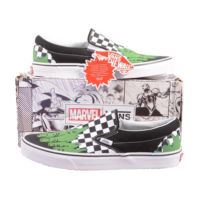 Lot 82 - Vans Classic Slip-On, Marvel Hulk/Checkerboard, UK10.5