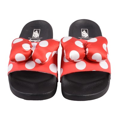 Lot 88 - Vans Minnie Mouse Box sliders, black/red/white, UK7.5