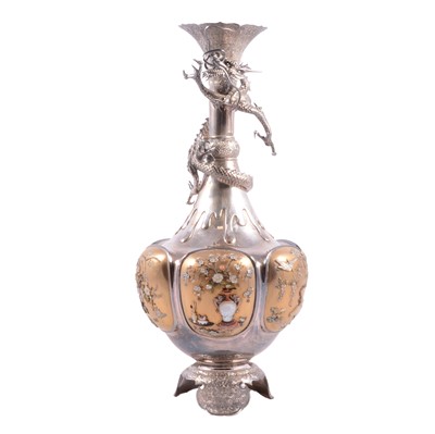 Lot 62 - A fine Japanese Shibayama silver vase