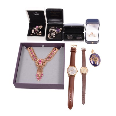 Lot 469 - A collection of silver and costume jewellery, three wristwatches.