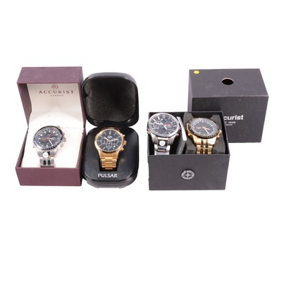 Lot 1047 - Four Casio Edifice, Accurist, Pulsar - gentleman's multi-function wristwatches.