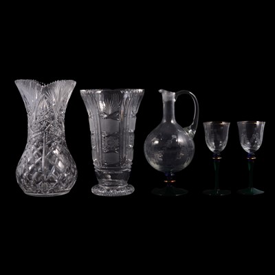 Lot 113 - Two boxes of assorted crystal and other cut glassware