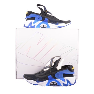 Lot 44 - Nike Adapt Huarache, black/racer blue-amarillo, UK10.5