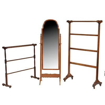 Lot 373 - Two towel rails and a cheval mirror