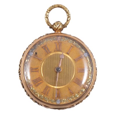 Lot 1069 - An 18 carat yellow gold open face pocket watch.