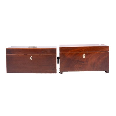 Lot 138 - Georgian mahogany tea caddy and an early Victorian mahogany tea caddy