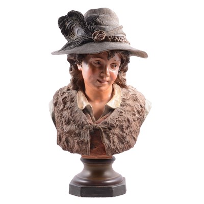 Lot 53 - Continental, a large terracotta bust of a Bavarian boy