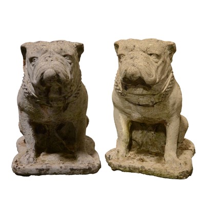 Lot 435 - Pair of garden ornaments, Seated Bulldogs