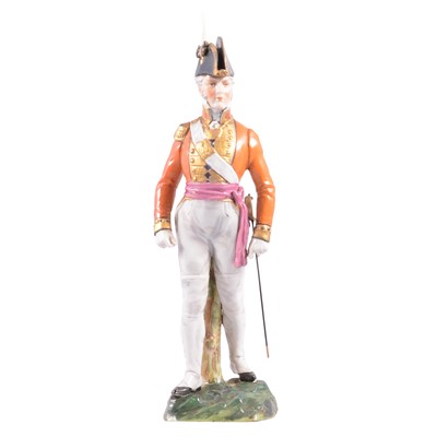 Lot 50 - Dresden porcelain figure, after Carl Thieme, Grenadier Guards, Officer Guard Order