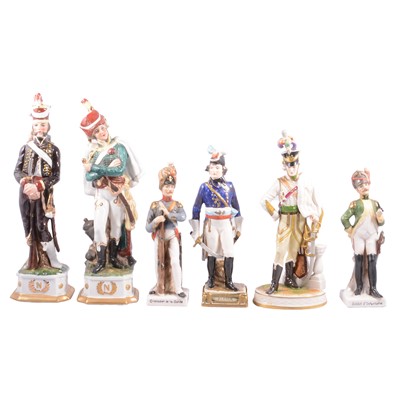 Lot 12 - Collection of fifteen Continental porcelain military figurines