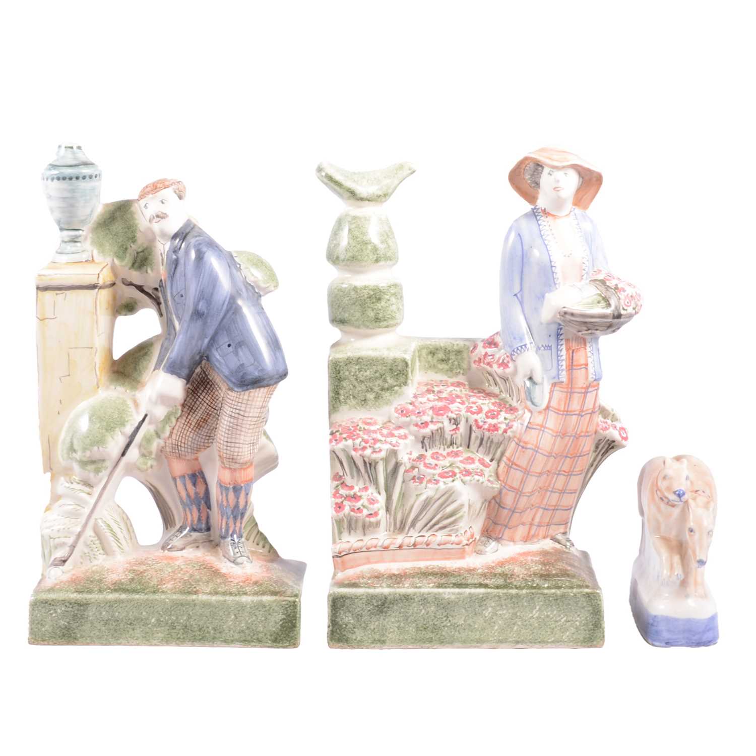 Lot 17 - Two large Rye Pottery flatback figures, and a