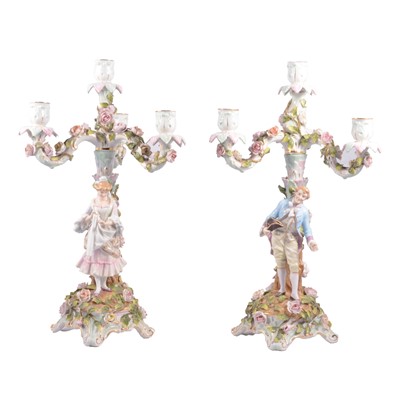 Lot 31 - Large pair of Continental figural candelabra