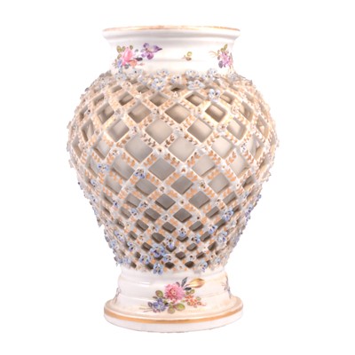 Lot 45 - Continental porcelain reticulated vase