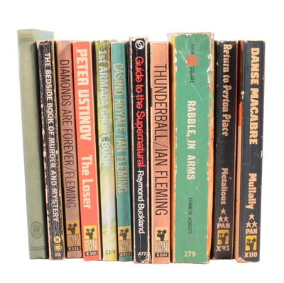 Lot 166 - One box of paperback books including James Bond (Pan Books), westerns and thrillers.