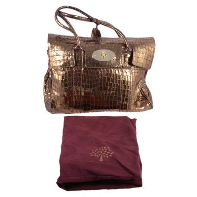 Lot 1243A - Mulberry - a Bayswater Metallic Mock Croc Print leather handbag.