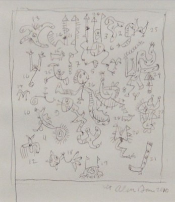 Lot 182 - Alan Davie (Scottish, 1920 - 2014), three untitled pen sketches, 2010-11