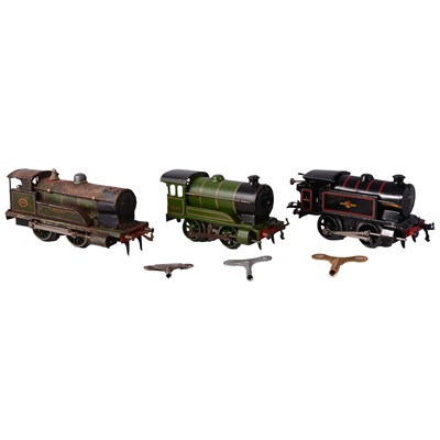 Lot 43 - Hornby, O gauge model railway clockwork locomotive, and a Bing Locomotive