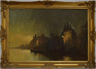 Lot 223 - W C Smith (20th century), Dutch Quayside