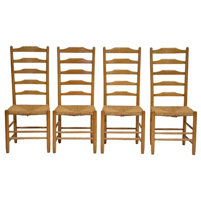 Lot 354 - Set of four ash ladder-back chairs, by Edward Gardiner after a design by Ernest Gimson