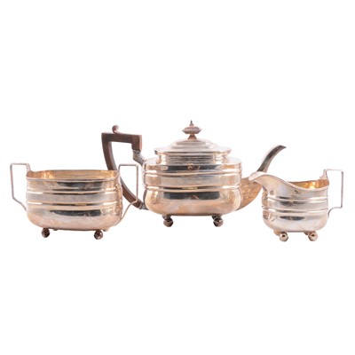 Lot 68 - George III silver three pieces teaset