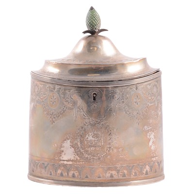 Lot 66 - George III oval silver tea caddy