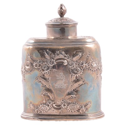 Lot 65 - George II white metal tea caddy, unmarked