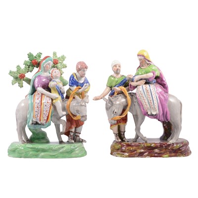 Lot 13 - Two Staffordshire earthenware groups, the Flight into Egypt and the Return from Egypt