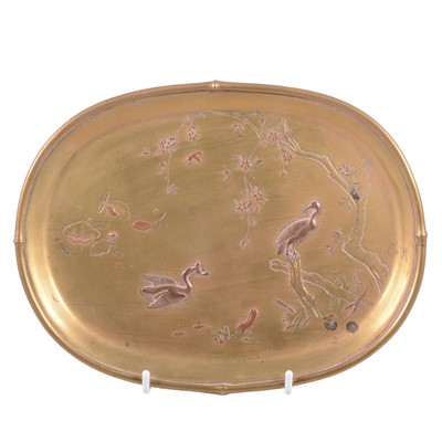 Lot 59 - Japanese bronze oval tray