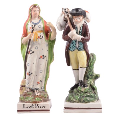 Lot 29 - Two Staffordshire earthenware figures, The Lost Sheep and The Lost Coin