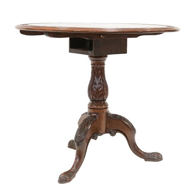 Lot 350 - Carved mahogany tripod table, late 19th century